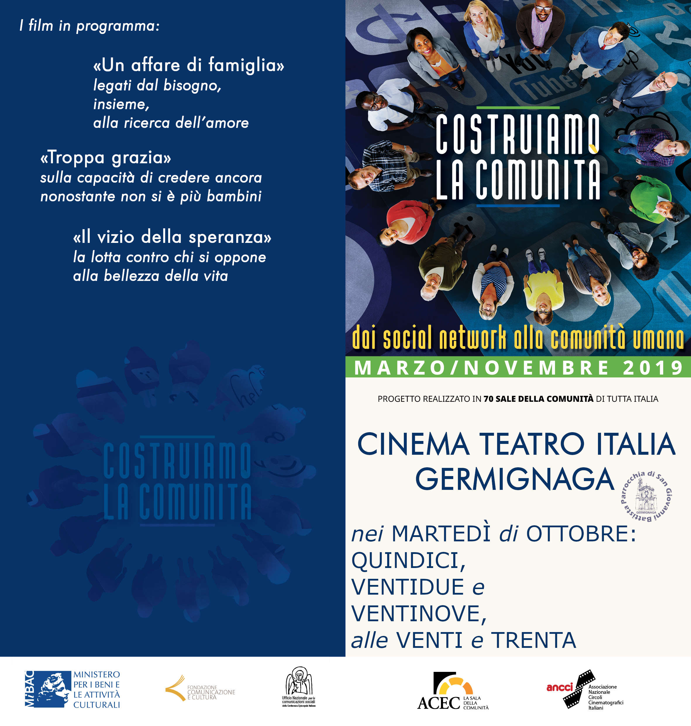 Cineforum 2019 "Costruiamo la Comunità"