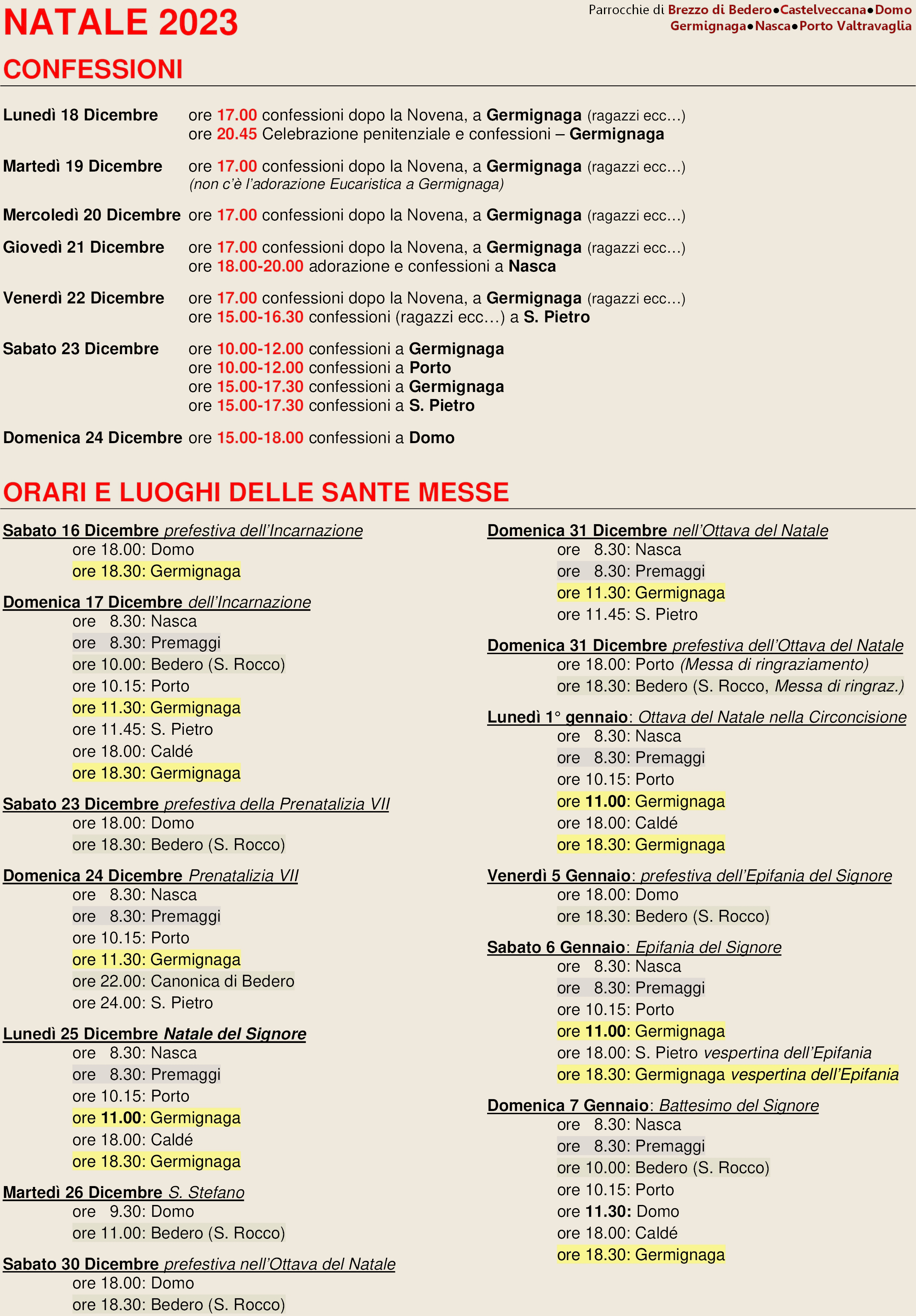 Sante Messe Natale 2023